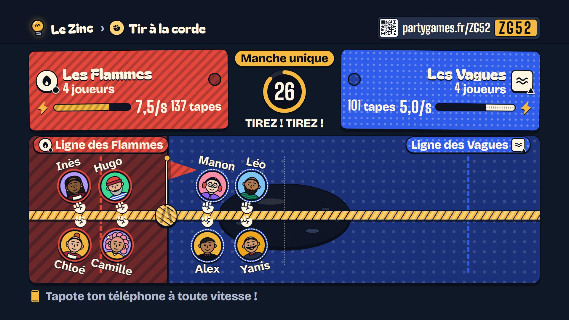 Tir à la corde en deux équipes
